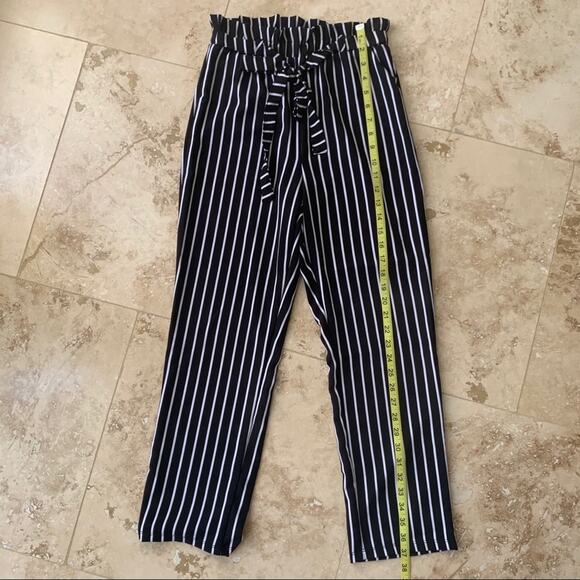 Como black paperbag pleated striped trouser pants - Picture 5 of 7